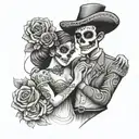 day of the dead dancing couple  tattoo design idea