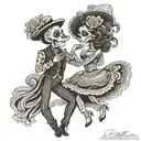 day of the dead dancing couple  tattoo design idea