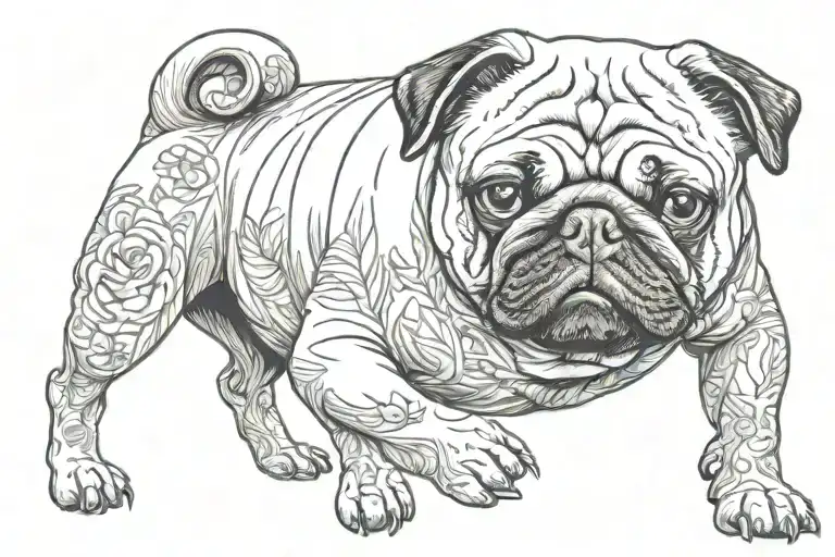 bjj pug dog tattoo design idea