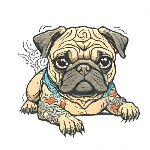 bjj pug dog tattoo design idea