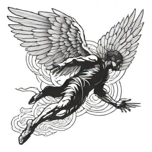 icarus falling from sky tattoo design idea