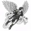 icarus falling from sky tattoo design idea