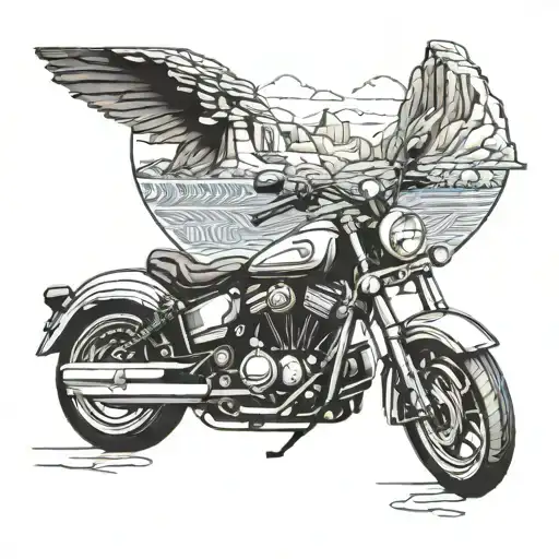motocycle and meteora greece decorations tattoo design idea