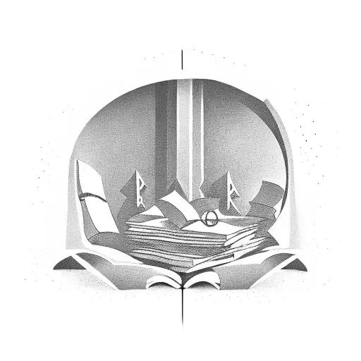 A stack of books with a keyhole in the middle, symbolizing the endless possibilities and mysteries waiting to be unlocked tattoo design idea