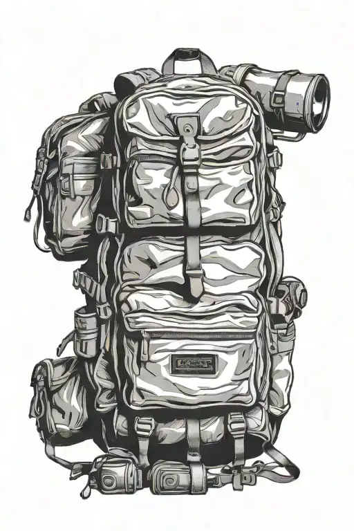 two backpacking backpacks sitting tattoo design idea