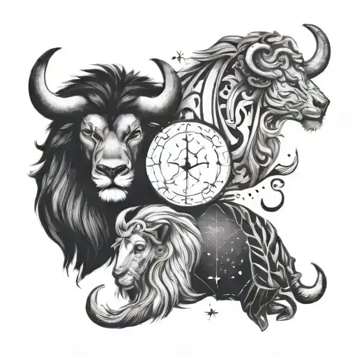 cancer leo Taurus Capricorn constellation tattoo design idea