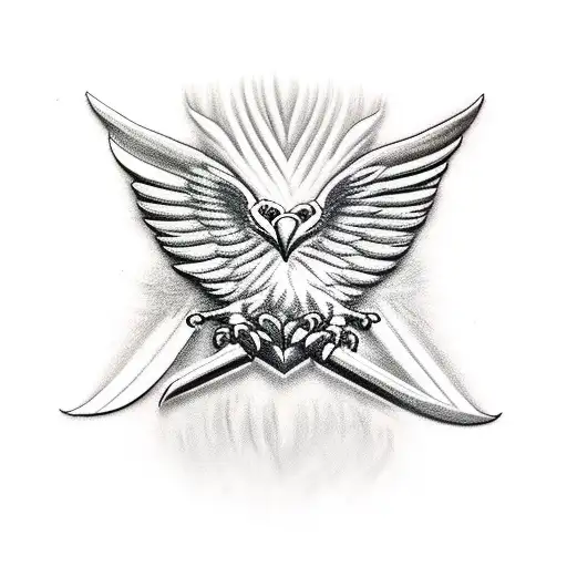 Eagle claw holding feather tattoo design idea