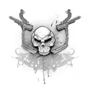 lace garter with gun tattoo design idea