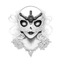 lace garter with gun tattoo design idea