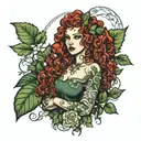 girl with curly red hair wearing ivy tattoo design idea