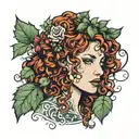girl with curly red hair wearing ivy tattoo design idea