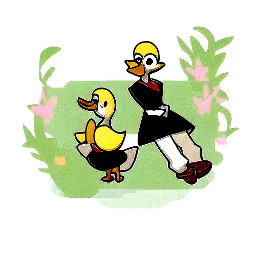 duck couple tattoo design idea
