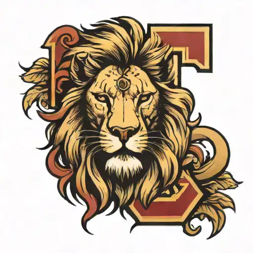 front lion face with the AGS letters on it tattoo design idea