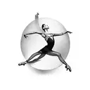 A graceful dancer in mid-air performing a ballet leap tattoo design idea