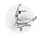 A graceful dancer in mid-air performing a ballet leap tattoo design idea