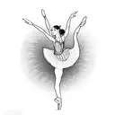 A graceful dancer in mid-air performing a ballet leap tattoo design idea