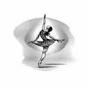 A graceful dancer in mid-air performing a ballet leap tattoo design idea