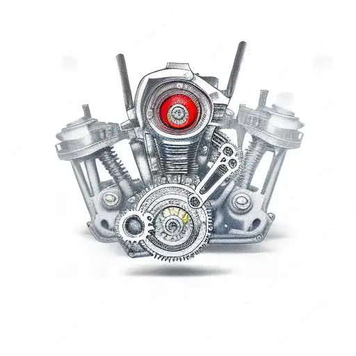 Motorcycle engine with gears and pistons tattoo design idea