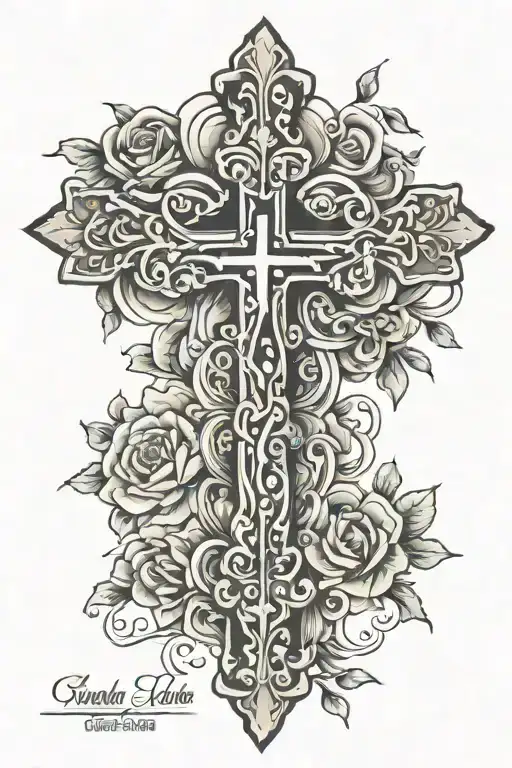 cross with my last name tattoo tattoo design idea