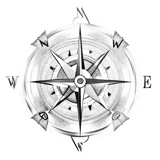 compass with arrow and gear tattoo design idea