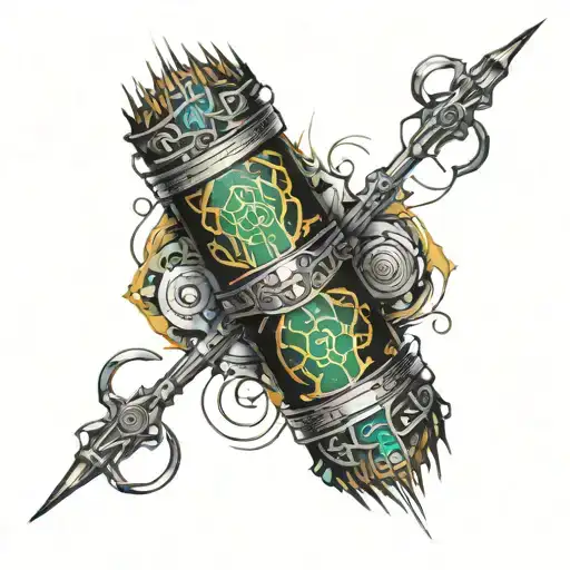 circuit terminators with stopping and crosshatching Ina band around calf tattoo design idea