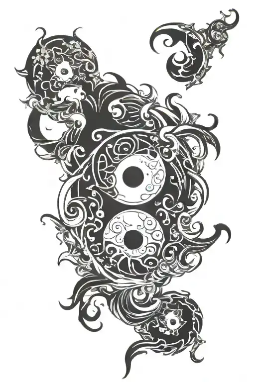 yin yang and gemini tattoo design idea