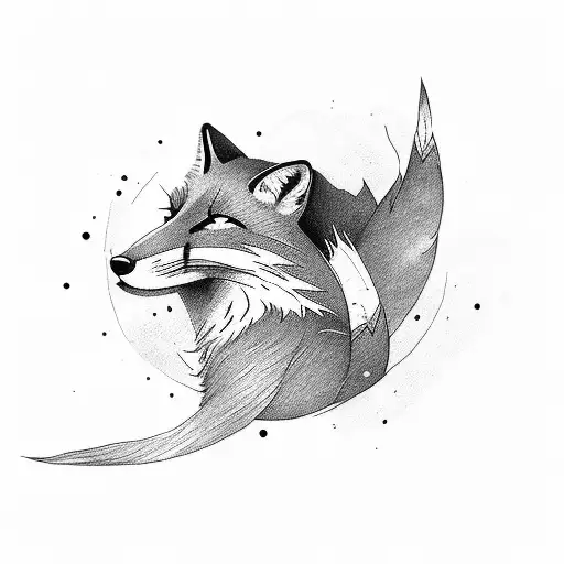 Fox sleeping tattoo design idea