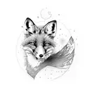 Fox sleeping tattoo design idea
