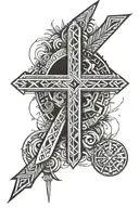Cross with God is greater than highs and lows tattoo design idea