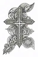 Cross with God is greater than highs and lows tattoo design idea