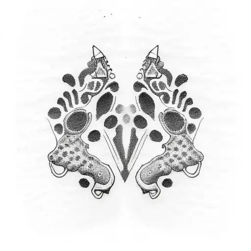 A dotwork tattoo of a Beretta pistol with a dog paw print incorporated into the design tattoo design idea