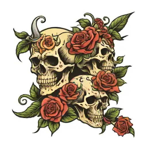 skulls roses zeus y poseidon tattoo design idea