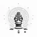 Bender from Futurama depicted in a dotwork style with fine line details tattoo design idea