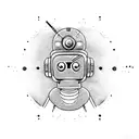 Bender from Futurama depicted in a dotwork style with fine line details tattoo design idea
