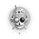 Bender from Futurama depicted in a dotwork style with fine line details tattoo design idea