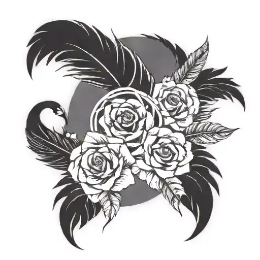 disappearing feather, remembrance tattoo with flying birds and infinity sign tattoo design idea