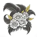 disappearing feather, remembrance, yellow rose, flying birds tattoo design idea