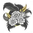 disappearing feather, remembrance, yellow rose, flying birds tattoo design idea