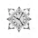 clock surrounded by butterflies  tattoo design idea