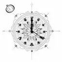 clock surrounded by butterflies  tattoo design idea