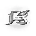 the letter E and the number 3 tattoo design idea