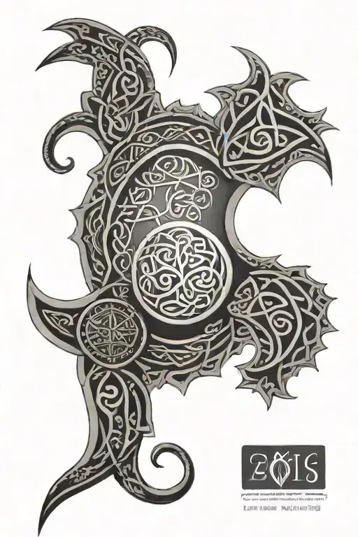 Celtic Half sleeve with Tribal Sun on Shoulder tattoo tattoo design idea