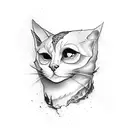  a ghost cat skull tattoo design idea