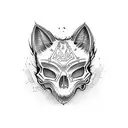  a ghost cat skull tattoo design idea