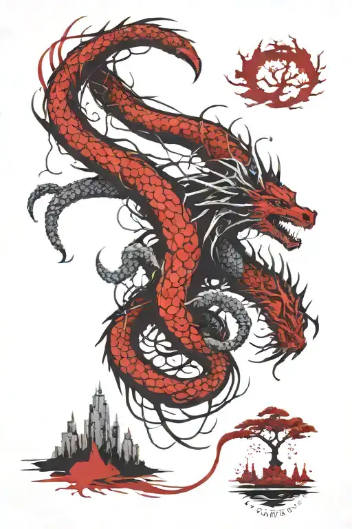 jörmungandr and yggdrasil tattoo design idea