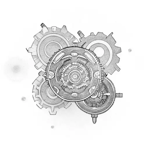 Steampunk-inspired gears and cogs tattoo design idea