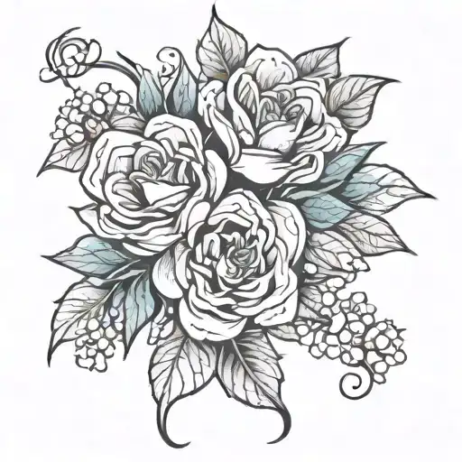 march july November flower intertwined tattoo design idea
