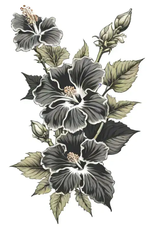 hibiscus flowers tattoo design idea