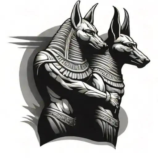 Anubis and Horus facing each other tattoo design idea