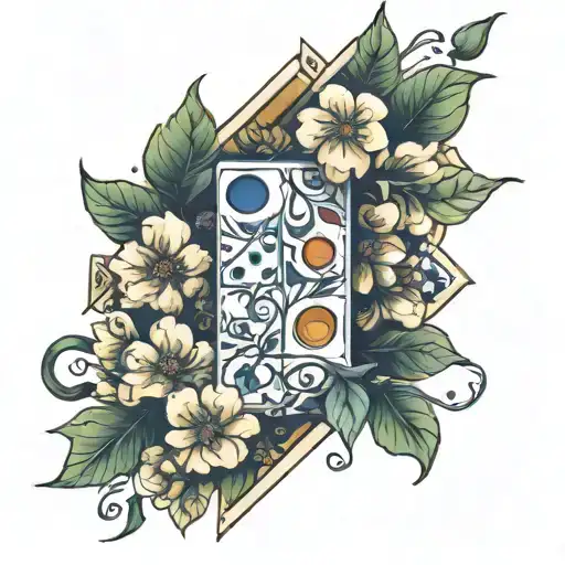 dominos overlapping each other like trees and flowers tattoo design idea